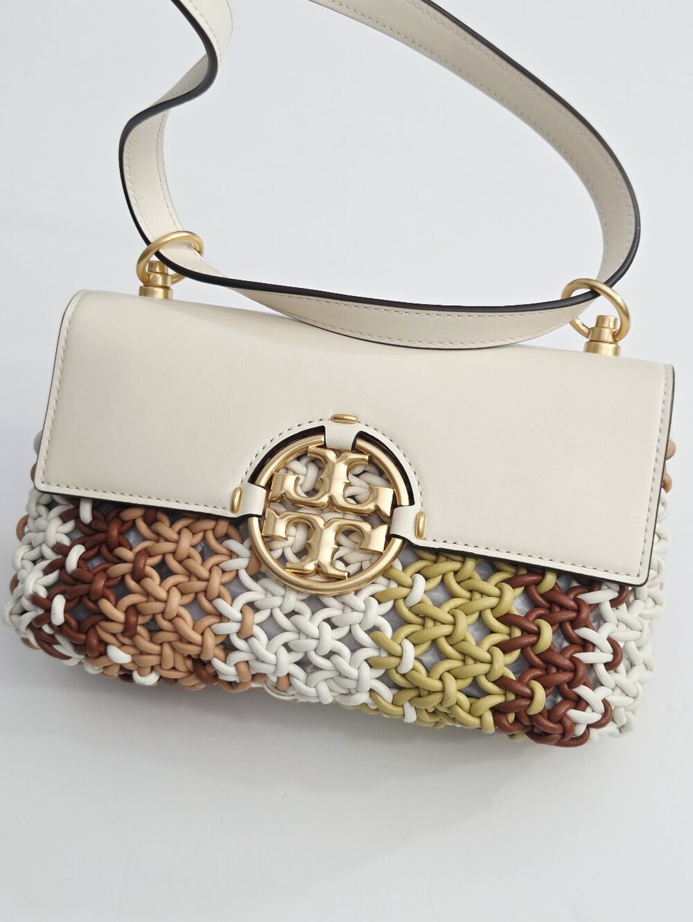 RARE TORY BURCH MILLER MACRAME FLAP SHOULDER BAG